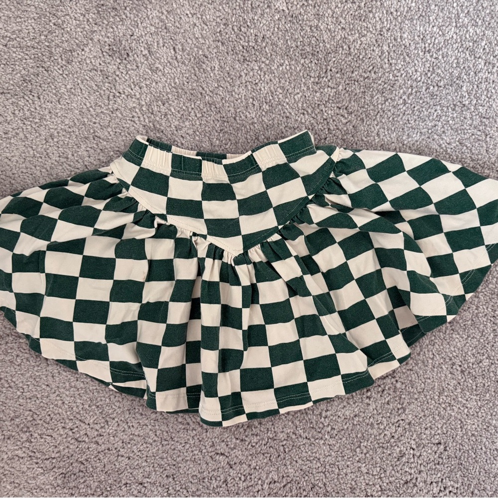 Pink Chicken Green and White Checkered Skater Skirt